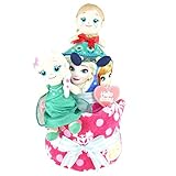 おむつケーキ アナと雪の女王 2段 出産祝い ベビーギフト フェイスタオル ウォッシュタオル ぬいぐるみ アナ雪 アナ エルサ anayuki3