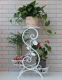 CHAOXIANG フラワーシェルフアイアンフロア3層植木鉢ラックヨーロッパスタイルの屋内と屋外のシンプルな植物棚 (色 : 白, サイズ さいず : 50cm*24cm*67cm)