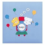 【お子様の誕生記念に刺繍アルバムを作成致します/ア-OLB-613/N】フエルアルバム/ア-OLB-613 チューチュートレイン ブルー  Ｌサイズ/ア-OLB-613/N-B