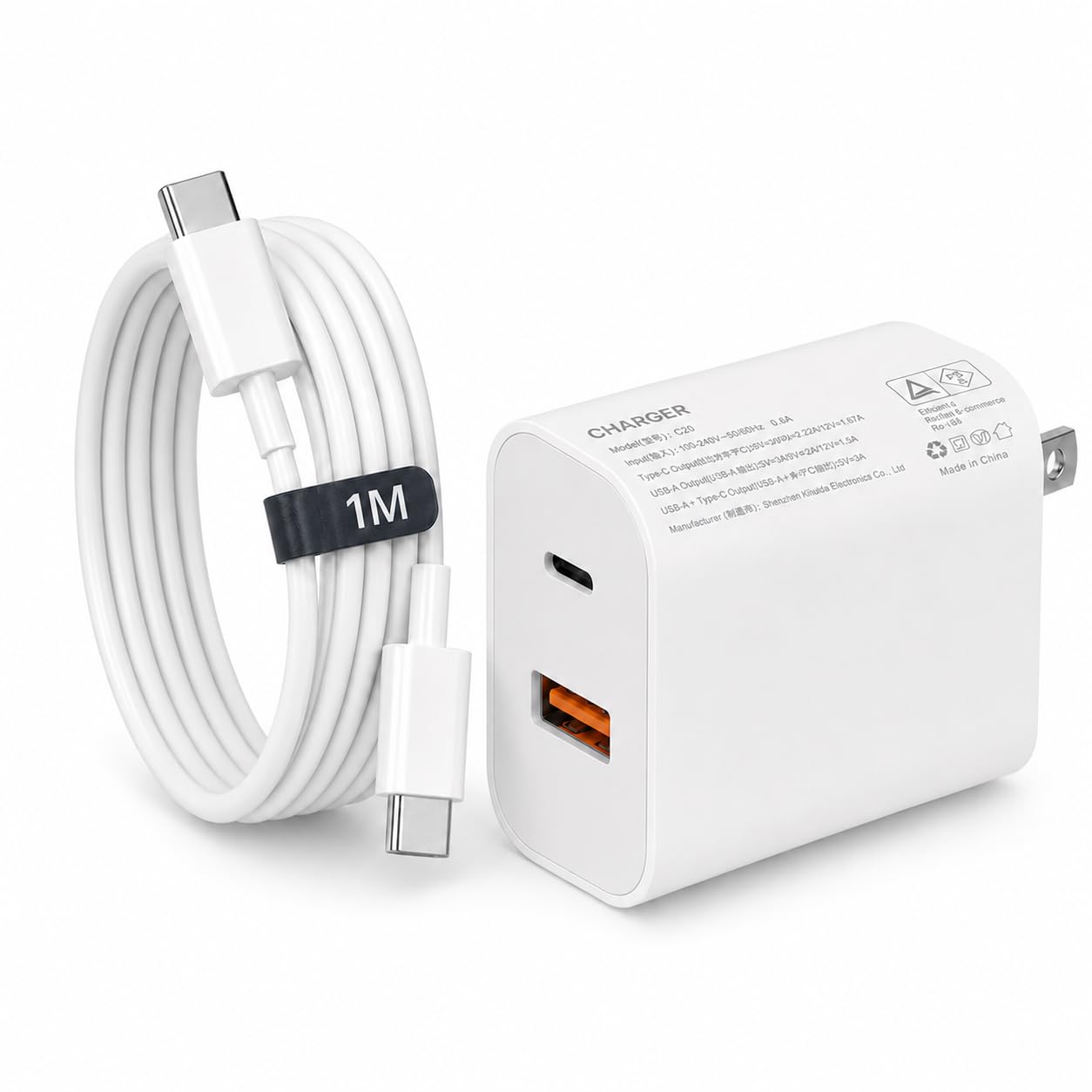 タイプc 充電器 USB Type-C 充電器 PD20W急速充電対応 USB-A & Type-C コンセント式電源アダプター 2ポート搭載 iPhone 18air/pro max/17/16/15/14/13/SE3 iPad、Android/