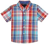 Andy & Evan Andy & Evan Boys Madras Short Sleeve Button-down Shirt - Toddler Red 5Y [並行輸入品]