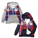ベビー服 男の子 ジップ パーカー ジャケット 裏起毛 チェック柄切替 フロッキープリント 男児 ベビー (1.グレー/95cm)