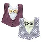 HUHU フォーマル スタイ 防水ビブ よだれかけ ベビー 赤ちゃん 2枚セット おしゃれ 出産祝い (パープル)