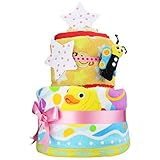 Sassy サッシー 出産祝い 豪華2段 おむつケーキ ピンク 女の子 パンパース テープタイプ S 手作り