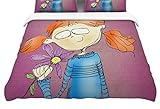 KESS InHouse Carina Povarchik "Cute Girl With An Owl Pet" Magenta Kids Featherweight Duvet Cover, 68