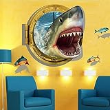 私の家族 3 D 60x90cm DIY サメ舷窓壁画デカール海クルーズ ウォール アート ステッカー ホーム保育園装飾