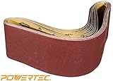 POWERTEC 110130 4-Inch x 36-Inch 100 Grit Aluminum Oxide Sanding Belt, 10-Pack [並行輸入品]