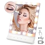 Lmeison 卓上化粧鏡 LEDミラー 10倍拡大鏡付き LEDライト18灯 卓上ミラー （ホワイト）