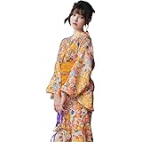 [Vinemsals] 浴衣 レディース 花柄 和服 コスチューム 5点セット 浴衣 帯 扇子 靴下 ヘッドアクセサリー 可愛い 花柄 平織り きれいめ フリーサイズ 花火大会 夏祭り 盆踊り 女性浴衣 ゆかた 大人用 仕立て上がり