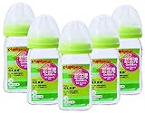 ピジョン 母乳実感 哺乳びん 耐熱ガラス製 160ml ライトグリーン x５本