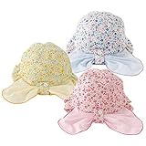 (アリサナ) arisanaベビー小花柄帽子/首筋日よけ・あごゴム付き ベビー 48-50cm イエロー
