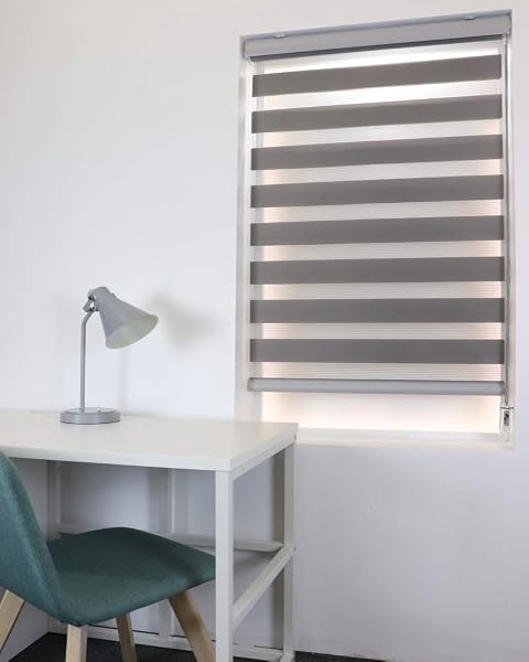 TAKIBLIND Custom Dimming Roll Screen (0.5cm increments Free Size Specify) Roll Curtain Blinds W140 x H120 (cm), A Gray) - 1