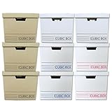 cubic box 【Lサイズ】 ホワイト/黒字 5個セット 収納ボックス フタ付き【516z394】