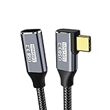 USB Type C 延長ケーブル L字 1.5M タイプC 延長コード USB3.2 Gen2(10Gbps) 100W PD急速充電 ナイロン編み MacBook、Surface、Dell XPS、Xperia、Galaxy、Pixel等のType-C機器対応