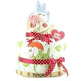 おむつケーキ トトロ 2段 出産祝い ベビーギフト タオル ガラガラ ぬいぐるみ ジブリ ネコバス totoro10