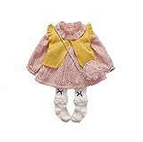 (マソンナーニ)Masonanic ベビー ワンピース キッズ 女の子 子供 ブラウス ドレス 長袖 花柄 スカート 厚手 子供服 ガールズ　女児 チョッキ　ベスト 2点セット (90cm, ピンク)