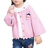 WIN 女児 女の子 子供服 長袖 ニットセーター ニット ウェア シャツ トップ セーター カーデ 春秋 可愛い　お出かけ ニット コート ジャケット カーディガン 長袖 女の子 子供服 (ピンク,