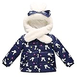 Little女の子ウサギプリントジャケット冬厚手暖かいフード付きダウンコート カラー: ブルー