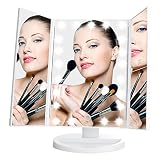 ライト付きメイクアップミラー、Lejuタッチ画面LEDテーブルメイクアップミラー – 3パネル21点LEDライトテーブルトップCosmetic Mirror with USBケーブル、2 x、3 x倍