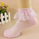 （ Angel Kids ） ショート丈 レース 靴下 女児 女の子 2足セット 発表会 お出かけ ワンピース 七五三 入学式 … (13-15㎝, ピンク2足)