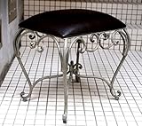 玄関スツール アイアン家具 アイアンスツール アイアンチェア ネコ足 猫脚 ブラックレザー調仕上げ 角型スツール 男前インテリア