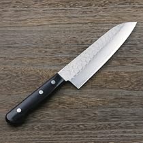 ★新品送料込★青紙梨地鎚目鍛造三徳包丁180mm口金付黒柄 Amazon | 鍛造 割込 青紙鋼 三徳包丁 180mm 梨地槌目 斜め口金