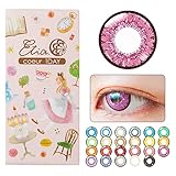 エティア-クールワンデー-全23色【1箱6枚入り】宝石発色の2次元カラコン 紫 パープル ビオラ -0.00 度なし