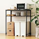 ドウシシャ ルミナス ノワール キッチンラック 2段 全体耐荷重160kg ソリッドシェルフ 幅81x奥行41x高さ90cm NO8090-2KS