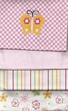 Carter's 4 Flannel Blanket Set For Baby Girl Pink Blankets embroidered Butterfly by Carter's