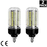 WestDeer 2-Pack 15W E12 115 LED 5736 SMD LED Corn Bulb,Replacement Incandescent Bulbs,Cool White lig
