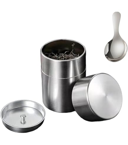 Amazon｜Desirable お茶缶 400ml 茶さじ セット 304ステンレス製 茶筒