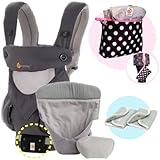 エルゴベビー 抱っこ紐（ベルト付） 360スリーシックスティ/カーボングレー・クールエアインサート3III 【正規代理店2年間保証-SG認定付】 よだれパッド+収納ポーチ付