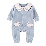 Baby Nest ベビー服 ロンパース カバーオール ヒツジさん 男の子 女の子 長袖 コットン100% ブルー 9-12M