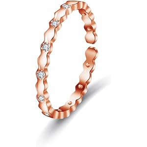 【Amazon限定ブランド】指輪 リングレディース 細身 おしゃれ フープ 金属アレルギー対応 キュービックジルコニア…