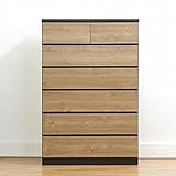 日本製 北欧風 幅90cm 6段ハイチェスト 完成品 (ナチュラル)