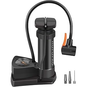HOPOPRO 自転車 空気入れ エアゲージ付 足踏み式 携帯空気入れ 米式/仏式/英式バルブ対応 フロアポンプ 小型…