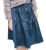 Plus Nao(プラスナオ) デニム スカート 膝丈 ボタン フレアスカート おしゃれ かわいい キュート 子ども キッズ 女の子 女児 レディース 人 デニム 110