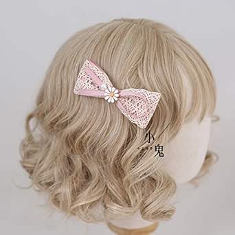 Amazon Mengc煙ピンクコスプレウィッグレーストリム弓ヘアバンドサイドクリップ飾り甘いロリータ Kc 髪フープヘッドバンド人形マスターヘアアクセサリー Hairpin コスプレ 仮装 通販