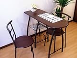 2人用カウンターダイニングテーブル3点セット　110cm幅　DARKBROWN チェア2脚付き