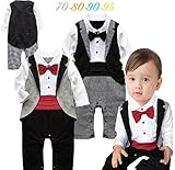 Effiku(エフィック) ベビー キッズ セレモニー フォーマルロンパース ベビースーツ タキシードロンパース 男の子 70ｃｍ-95ｃｍ 結婚式 誕生日 出産祝いに (70cm, 赤)