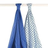 Yoga Sprout Muslin Swaddle Blanket (Blue Dog) by Yoga Sprout