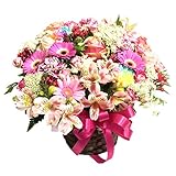 HanaDokoroかんも屋特製 『笑み花』 フラワーアレンジ フラワーギフト ピンク系 手書きメッセージカード お誕生日 お祝い ギフト プレゼントに最適 (Ｃアレンジ)