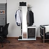 ミラー付きハンガーラック＆スラックスハンガーワゴン　(ホワイト)