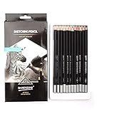KNAFS 12 Drawing Pencils Set, Art Sketching Pencils 6H, 4H, 2H, HB, B 2B, 3B, 4B, 5B, 6B, 8B, 10B, Graphite Pencils for Adults & Kid Artists.