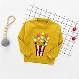 Pojour ベビー服 子供服 女の子ニットセーター 冬 防寒 かわいいポップコーントップス おしゃれ 暖かい 厚手 綿 ベビールームウェア 普段着 カジュアル 旅行 記念日 プレゼント 丸首 黄色
