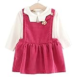 ベビー服 子供服 女の子 ワンピース ブラウン 二点セット サロペット キッズ スカート 新生児 ボディースーツ ベビー 長袖 赤ちゃん 入学式 出産祝い 七五三 綿 ドレス (100cm, 2ピンク