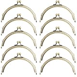 がま口金具 アンティーク調 10個セット 花柄彫刻 丸玉留め具 DIY ハンドメイド用 財布 ポーチ金具 (10.5cm)