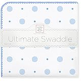 SwaddleDesigns Ultimate Swaddle Blanket, Made in USA, Premium Cotton Flannel, Blue Big Dot Little Do