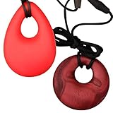 MyBoo Autism Sensory Chewable Round and Droplet Pendant Bundle, Set of 2 - Red/Red by MyBoo