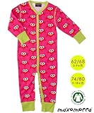 北欧スウェーデンのベビー服 長袖カバーオール（ボタン）3-9ヶ月/9-18ヶ月 Maxomorra マクソモーラ Bird Pink (74/80)